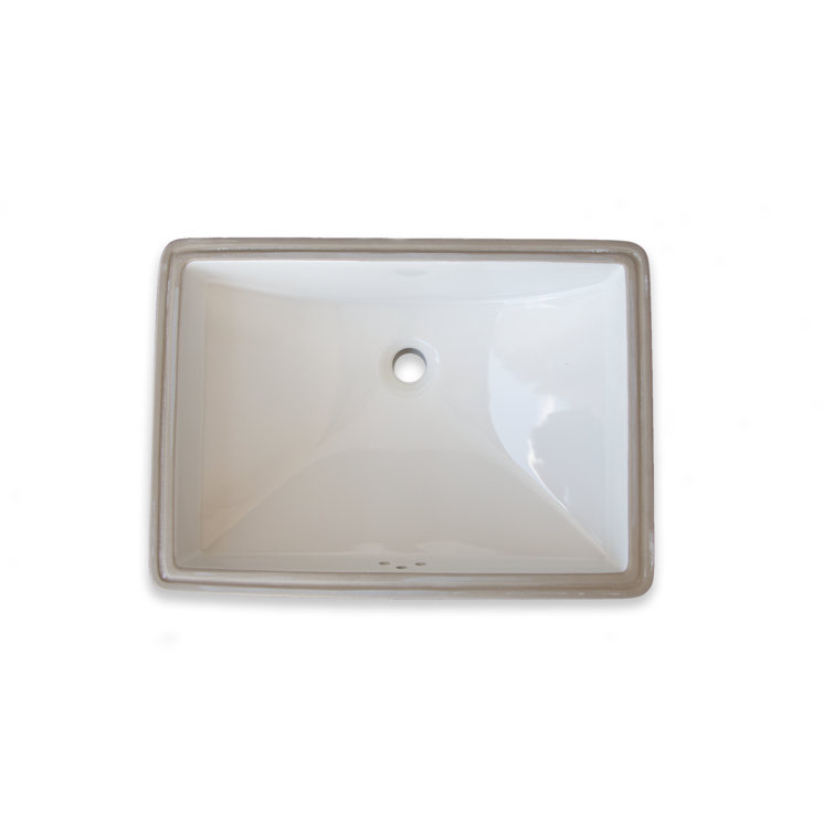 Bisque Ceramic Rectangular Undermount Bathroom Sink with Overflow