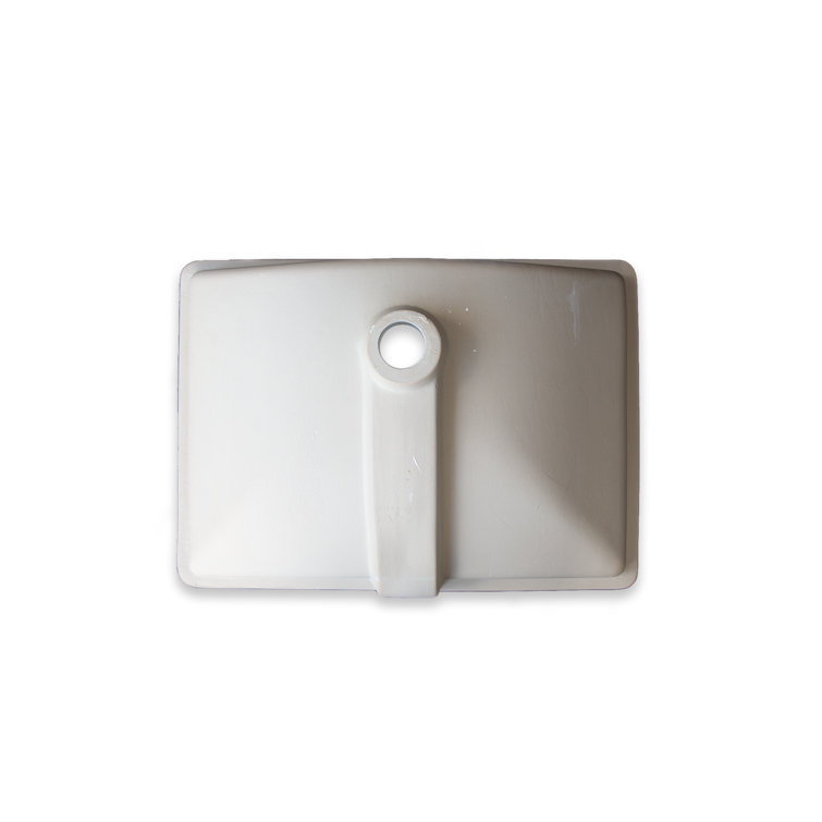 Bisque Ceramic Rectangular Undermount Bathroom Sink with Overflow