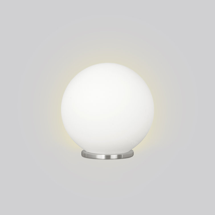 Eglo Rondo 8-Inch Silver Globe Table Lamp with Frosted Opal Shade