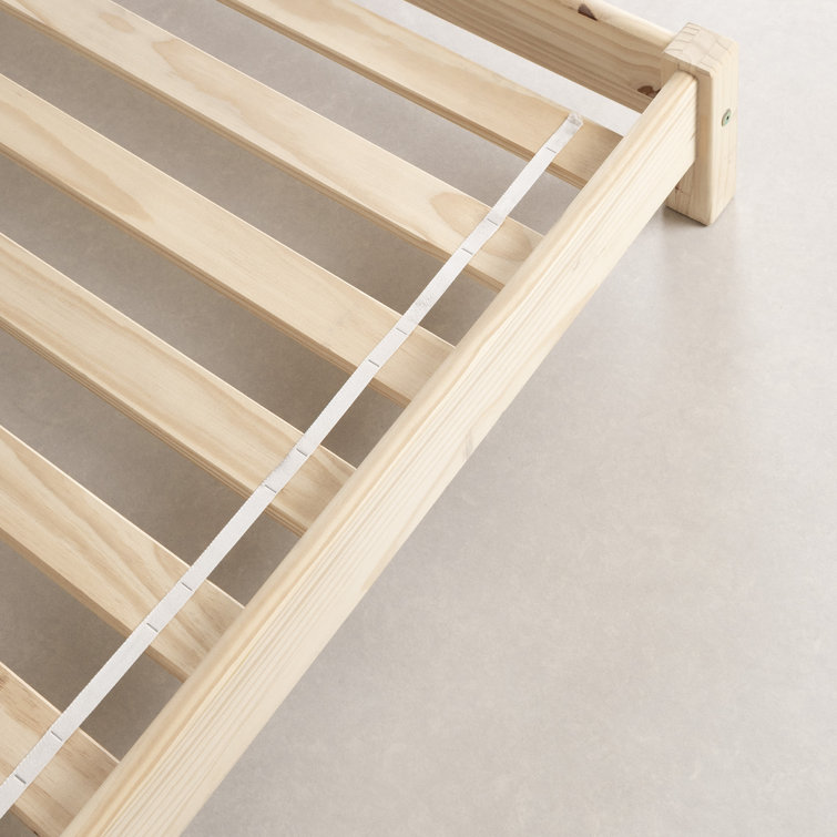 Natural Pine Twin Platform Bed with House Frame Headboard