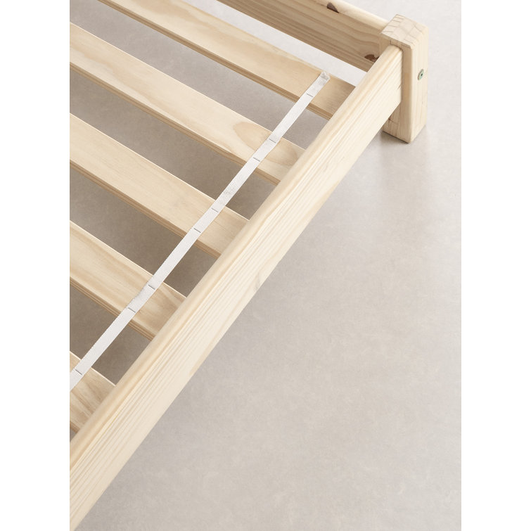 Natural Pine Twin Platform Bed with House Frame Headboard