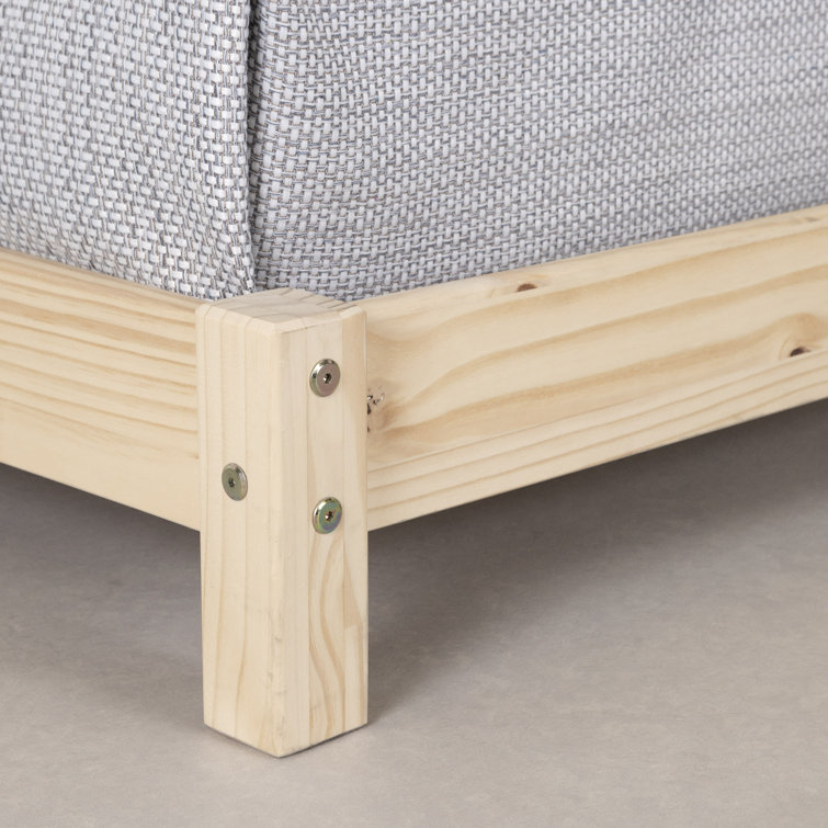 Natural Pine Twin Platform Bed with House Frame Headboard