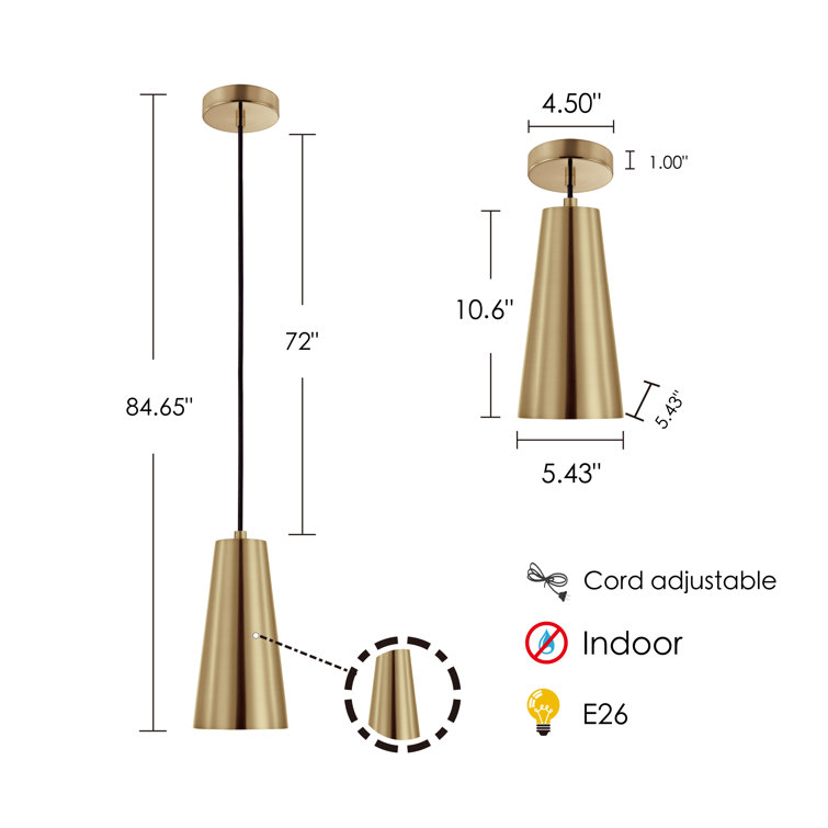 Brushed Gold LED Indoor/Outdoor Pendant Light