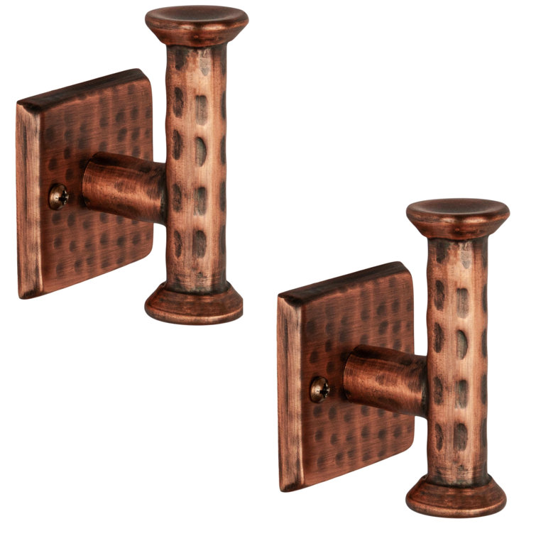 Antique Copper Hand Hammered Metal Multi-Purpose Wall Hooks, Set of 2