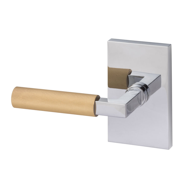 Flat Black Round Lever with Rectangle Rosette for Interior Doors