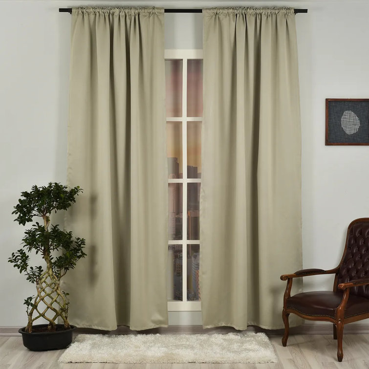 Extra Long Sandstone Polyester Room Darkening Curtain Panel