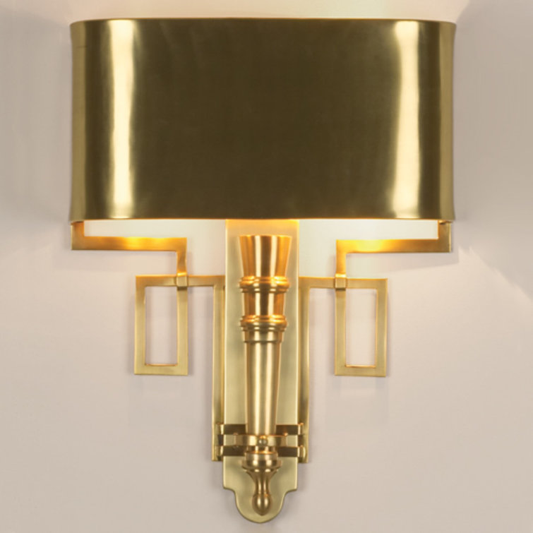 Elegant Antique Brass 2-Light Wallchiere Sconce with Nickel Shield