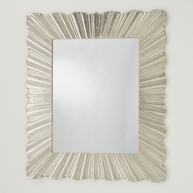 Linenfold Large Rectangular Silver Wood Composite Mirror 56"x47"