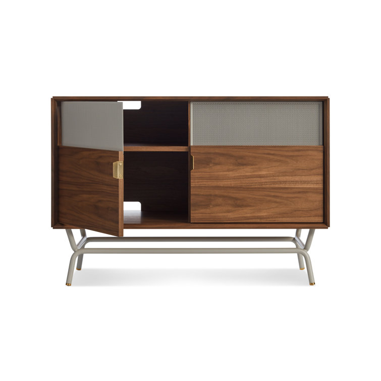 Dang 42" Walnut and Putty Gray TV Stand with Brass Details
