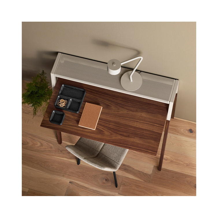 Walnut and Putty Grey Modern Cant Desk