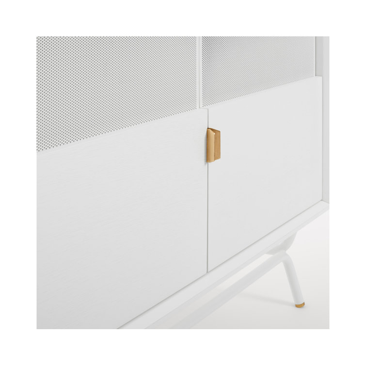 Dang 42" White Perforated Steel TV Stand with Brass Details
