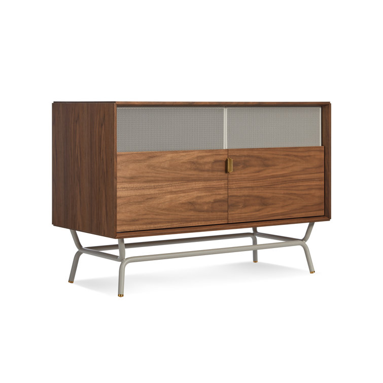 Dang 42" Walnut and Putty Gray TV Stand with Brass Details
