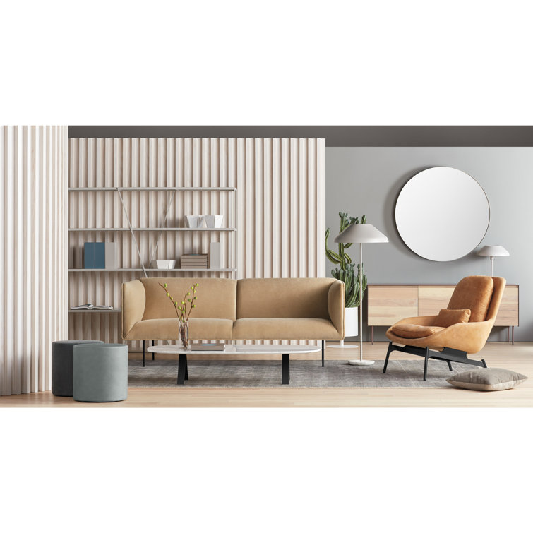 Camel Velvet Tight Back Sofa with Blackened Steel Legs