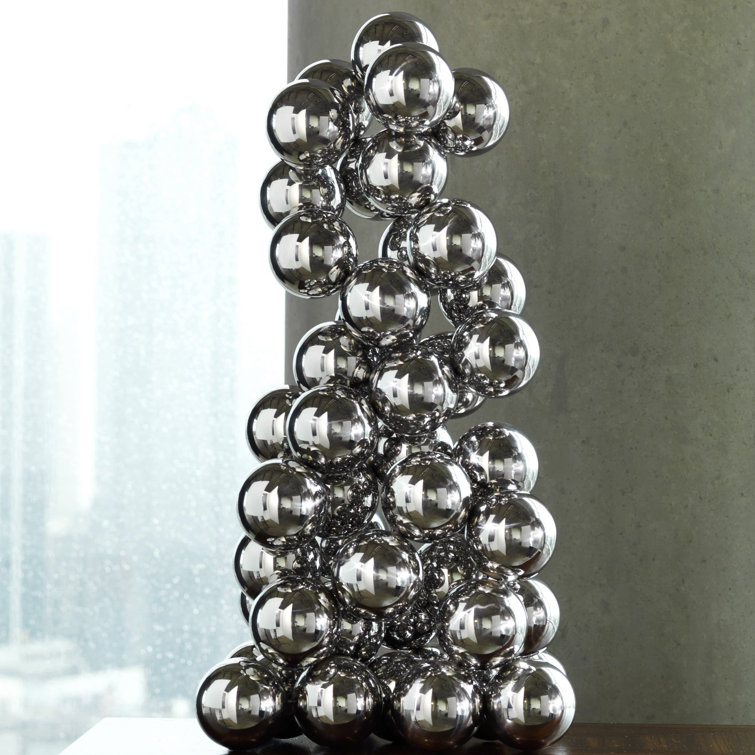 Nickel Plated Stacked Sphere Table Sculpture