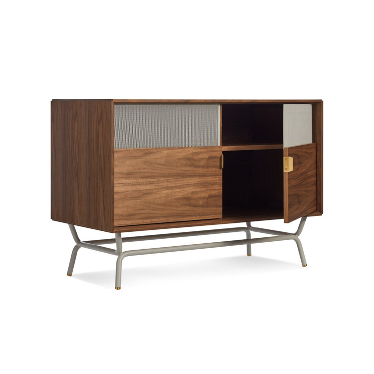Dang 42" Walnut and Putty Gray TV Stand with Brass Details
