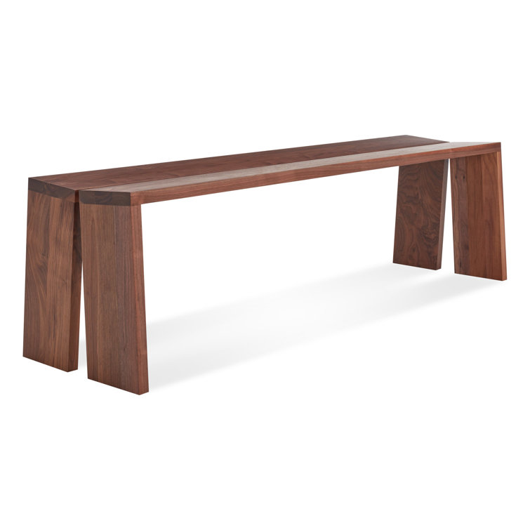 Walnut 60" Solid Wood Bench with Brass Brackets