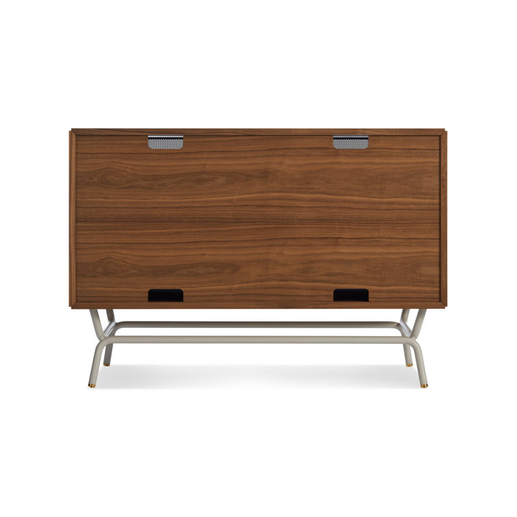 Dang 42" Walnut and Putty Gray TV Stand with Brass Details