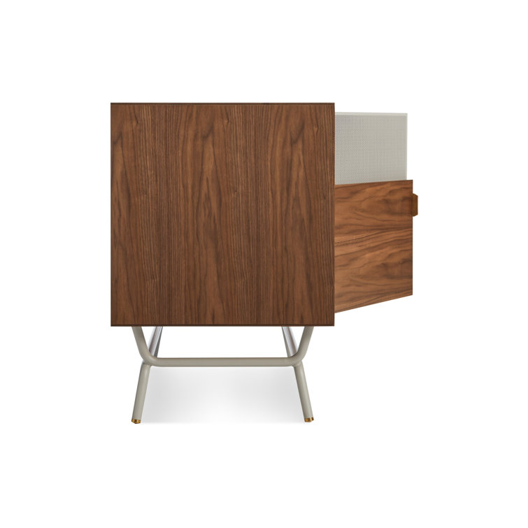 Dang 42" Walnut and Putty Gray TV Stand with Brass Details