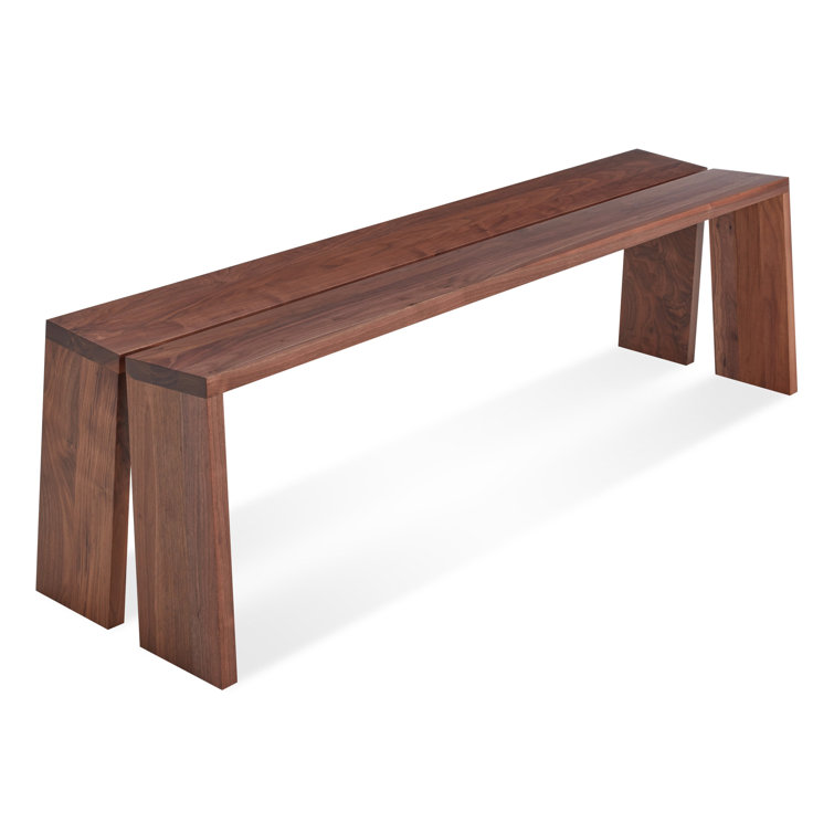 Walnut 60" Solid Wood Bench with Brass Brackets