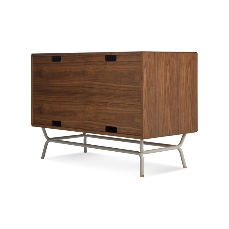 Dang 42" Walnut and Putty Gray TV Stand with Brass Details