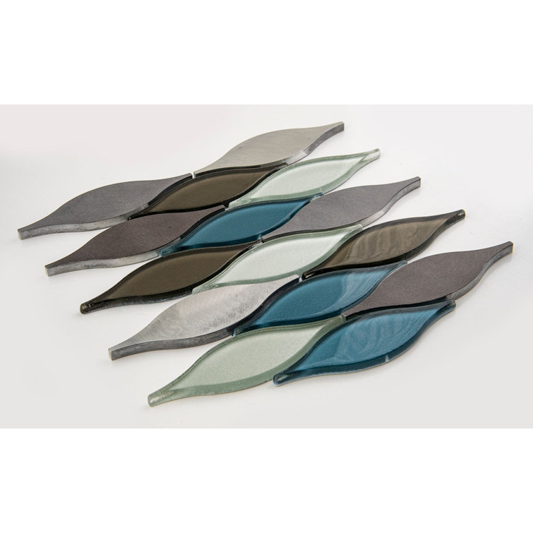Kakos Blue and Brown Glass Metal Arabesque Mosaic Tile