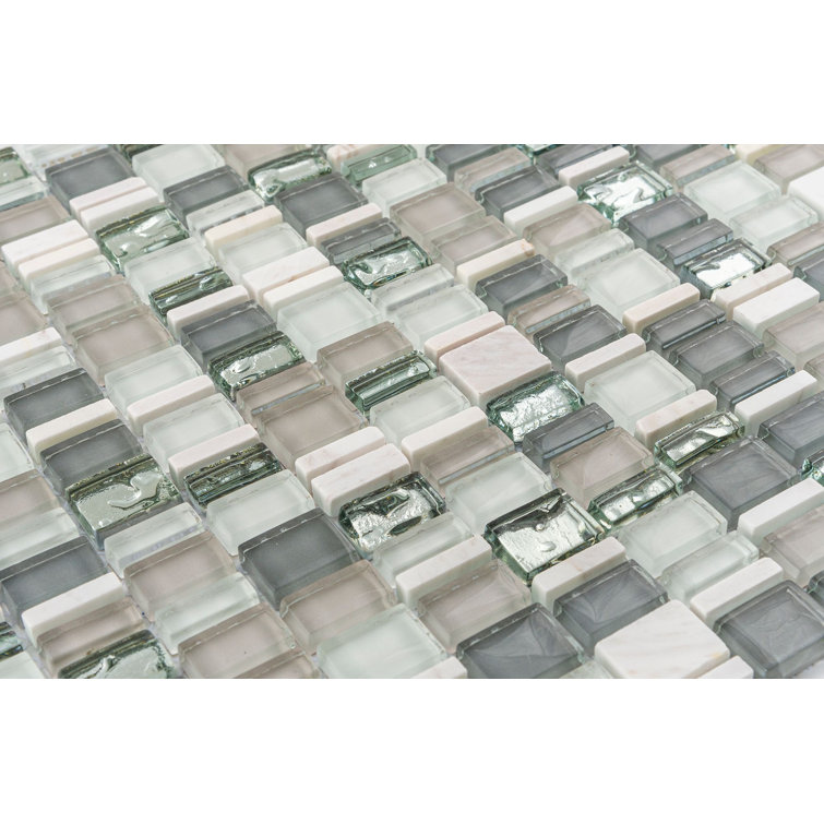 Quest Arctic Blue Stone and Glass Mosaic Tile