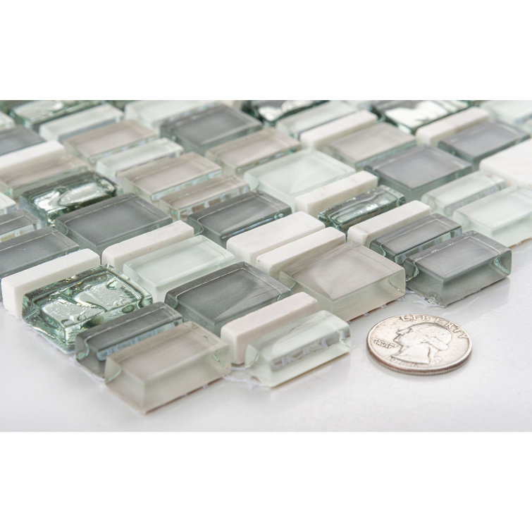 Quest Arctic Blue Stone and Glass Mosaic Tile