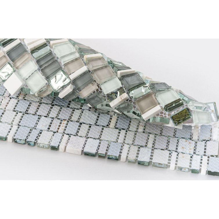 Quest Arctic Blue Stone and Glass Mosaic Tile