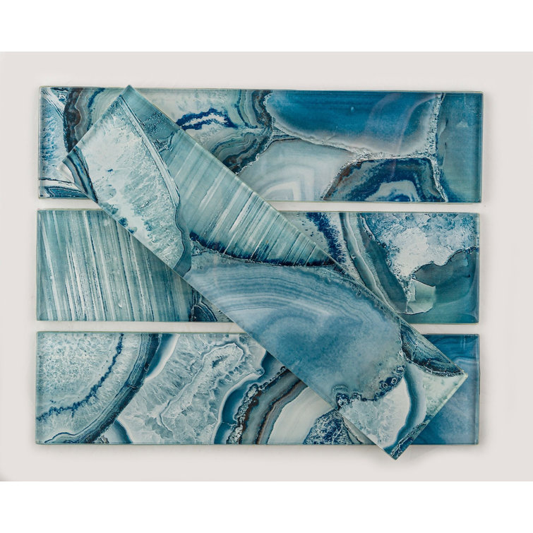 Myst 3" x 12" Polished Blue Glass Subway Wall Tile