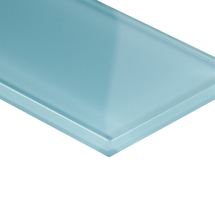 Lucid 3'' x 6'' Light Blue Glass Subway Wall Tile