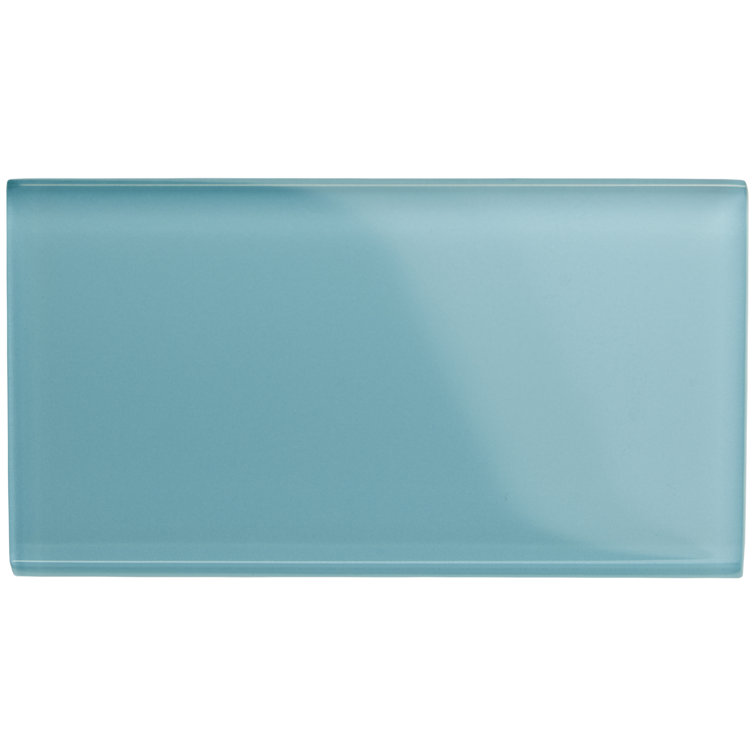 Lucid 3'' x 6'' Light Blue Glass Subway Wall Tile