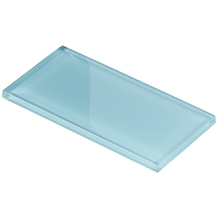 Lucid 3'' x 6'' Light Blue Glass Subway Wall Tile
