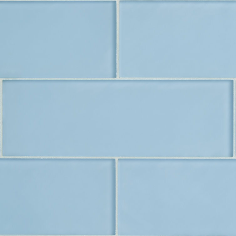 Turquoise Frosted Glass 4'' x 12'' Subway Wall Tile