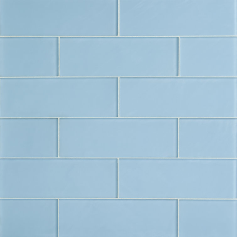 Turquoise Frosted Glass 4'' x 12'' Subway Wall Tile