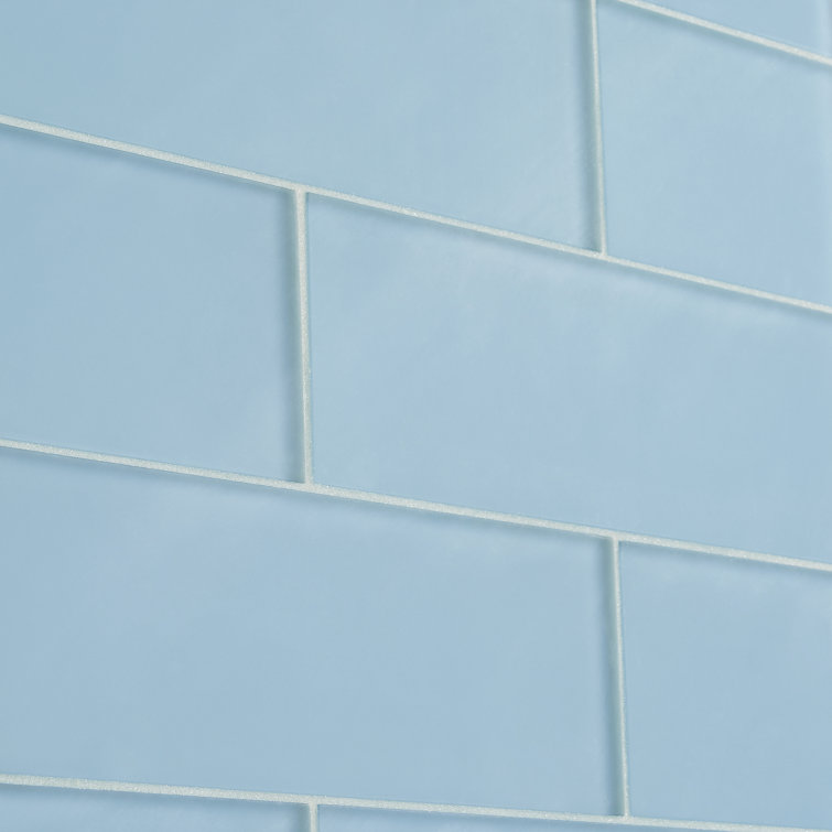Turquoise Frosted Glass 4'' x 12'' Subway Wall Tile