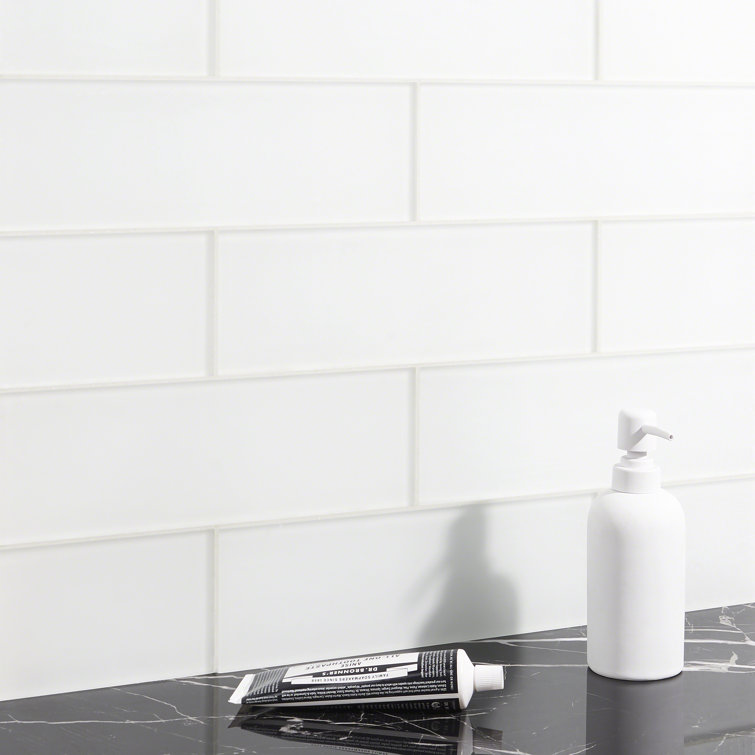 Lucid 4'' x 12'' White Glass Subway Tile