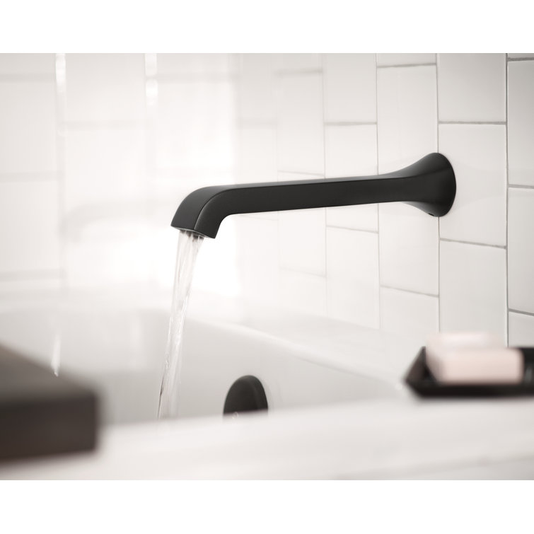 Matte Black Brass Single Handle Wall Mount Tub Filler