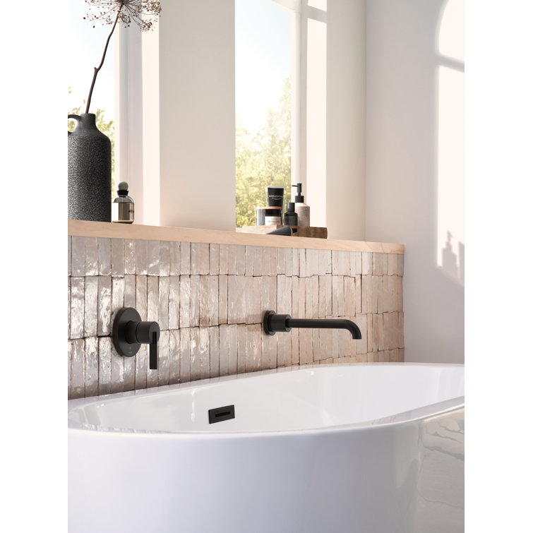 Matte Black Modern Wall Mount Tub Filler Faucet