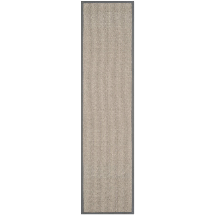 Gray Hand-Knotted Cotton Runner Rug with Non-Slip Backing
