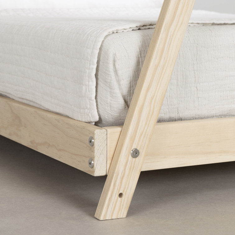 Twin Light Wood Pine Platform Bed Frame with Slats