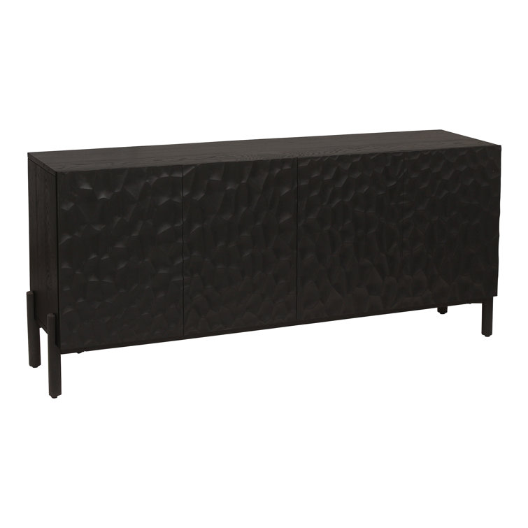 Fife 71'' Black Solid Wood Sideboard with Hand-Chiseled Doors