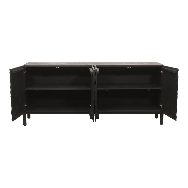 Fife 71'' Black Solid Wood Sideboard with Hand-Chiseled Doors