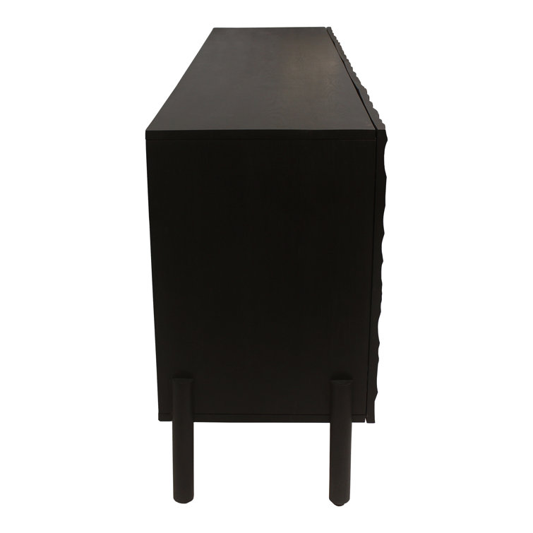 Fife 71'' Black Solid Wood Sideboard with Hand-Chiseled Doors
