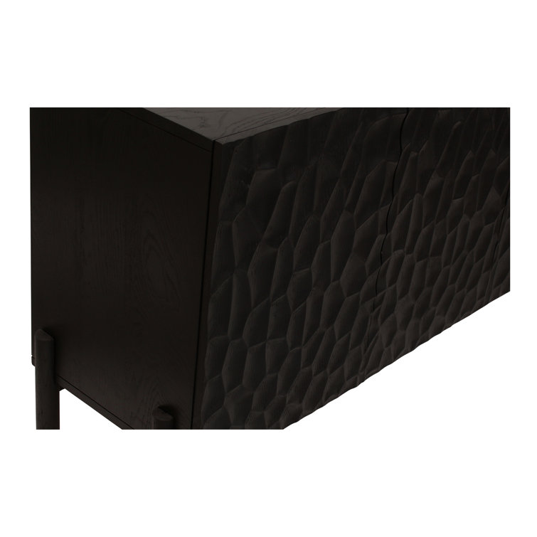 Fife 71'' Black Solid Wood Sideboard with Hand-Chiseled Doors