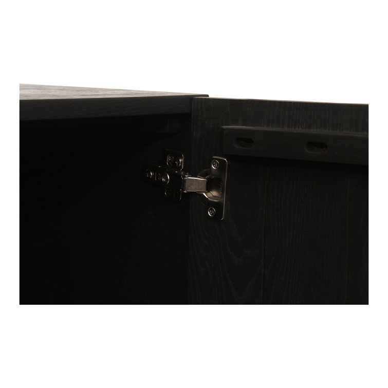 Fife 71'' Black Solid Wood Sideboard with Hand-Chiseled Doors