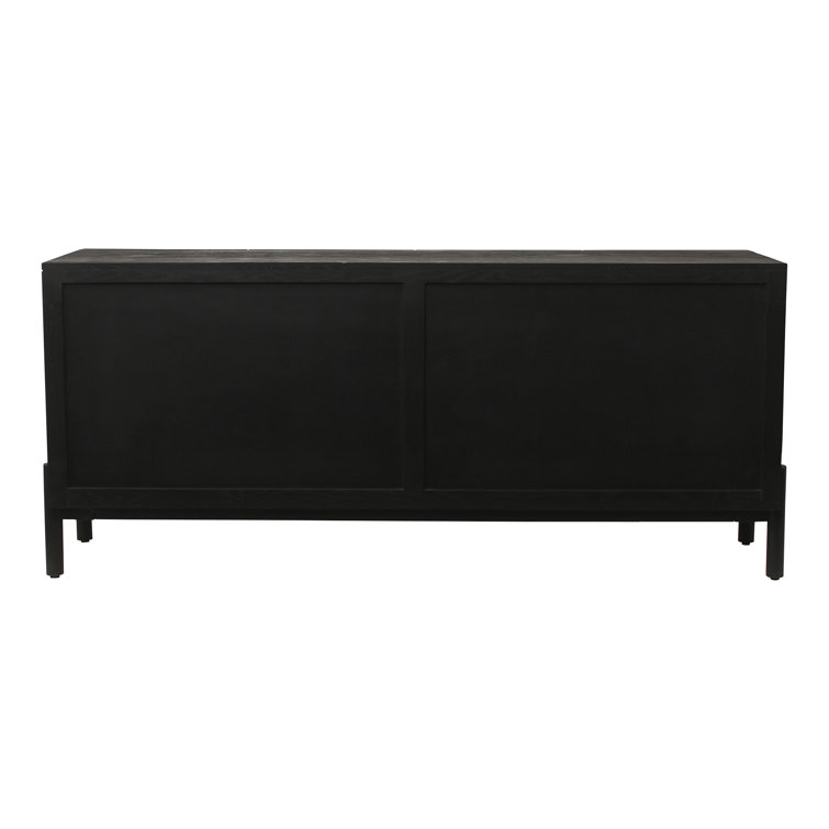 Fife 71'' Black Solid Wood Sideboard with Hand-Chiseled Doors