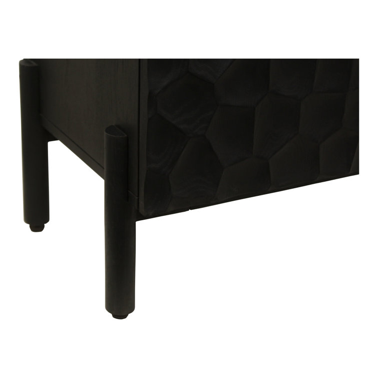 Fife 71'' Black Solid Wood Sideboard with Hand-Chiseled Doors