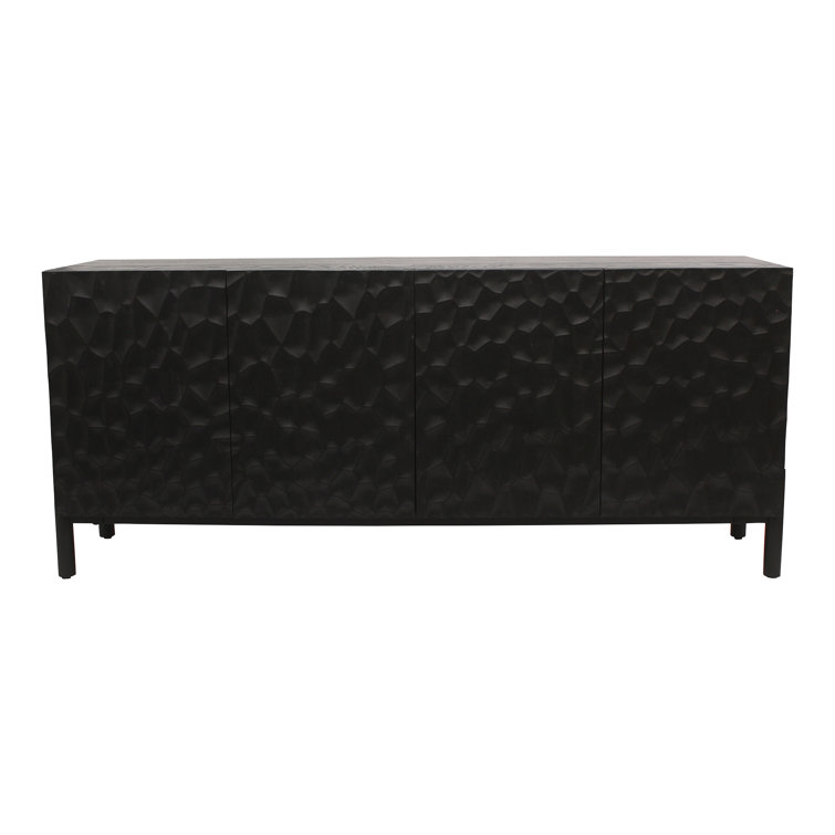 Fife 71'' Black Solid Wood Sideboard with Hand-Chiseled Doors