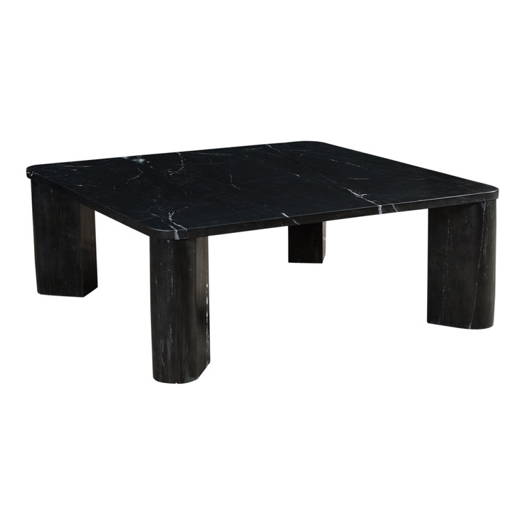 Noir Black Marble Square Cocktail Table with Metal Legs