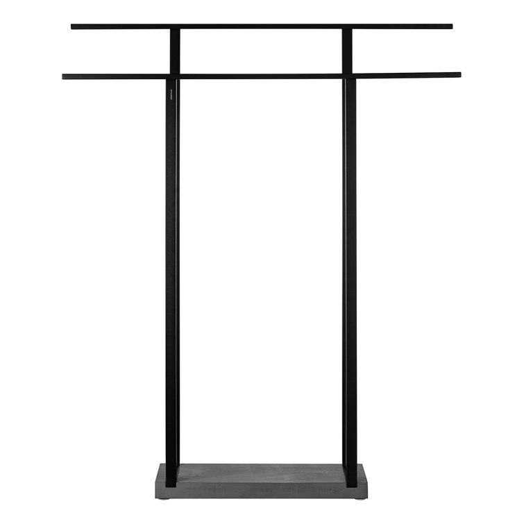 Black Stainless Steel Freestanding Towel Rack with Polystone Base